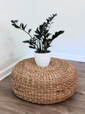 25" Coffee Table Ottoman Water Hyacinth Living Room Display Side End Table Decor - Image 1 of 4
