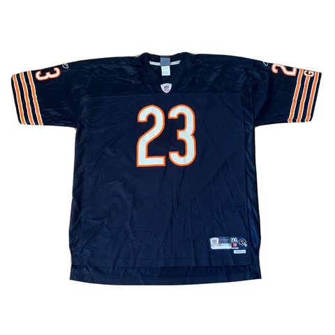 Chicago Bears Jersey Mens 2XL Blue Orange Devin Hester Reebok NFL Logo Shirt Cover