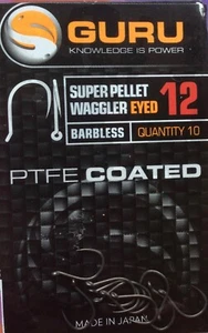 GURU SUPER PELLET WAGGLER EYED BARBLESS HOOK SIZES 12 to 20 - 10 HOOKS PER PACK - Picture 1 of 1