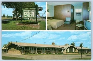 1960-70 BARABOO WISCONSIN MOTEL RUOTA SPINNING MCM CAMERA DA LETTO CARTOLINA INTERNA - Foto 1 di 2