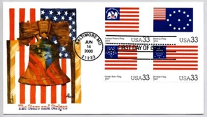 STARS AND STRIPES AMERICAN FLAGS #3403i #3403j #3403m #3403n PATRIOTIC FDC - Picture 1 of 1