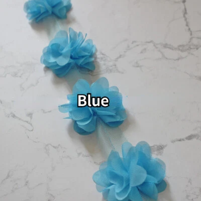 10 yards 120x Flower 3D Chiffon Cluster Lace Trim Ribbon Edging Sew Fabric Multi - Image 1 of 4