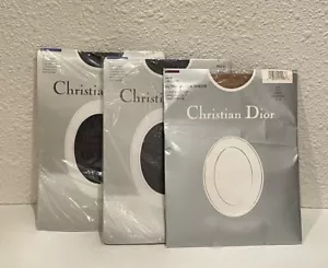 Lot Of 3 Vintage Designer Christian Dior Pantyhose Size 2 Black Champagne New - Picture 1 of 7