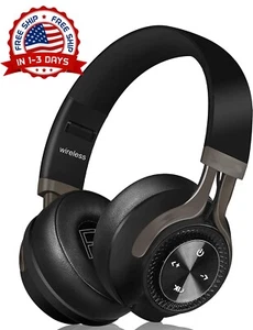 Auriculares inalámbricos Bluetooth sobre la oreja con micrófono plegables regalo - Picture 1 of 8