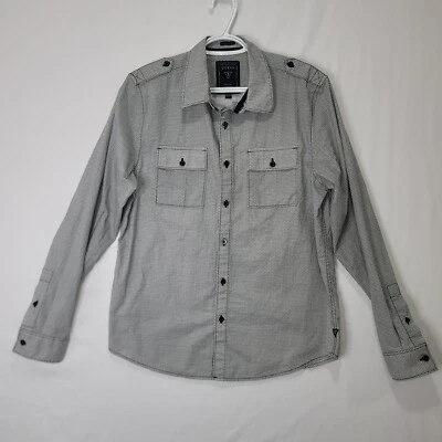 Guess Men's Sz S  Black/White Designer Geometric Regular Fit Dress Shirt - Image 1 of 4