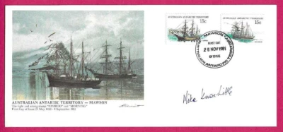 AUSTRALIA ANTÁRTICA FDC 1981 - Estampilla correcta e incorrecta "NIMROD"" y ""mañana"" firmada Foto 1 de 2