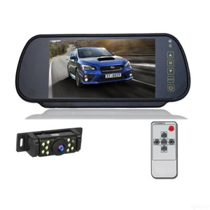 7"Touch Button Monitor Rear View Mirror Backup Camera Night Vision Waterproof HD - Picture 1 of 12