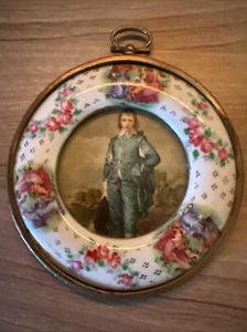 Vintage Victorian Hand Painted Porcelain Frames With Brass Trim 4.5” - Picture 1 of 7