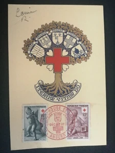 France Premier Day FDC Yvert 1048/49 Cross Red Child Cage and Goose Angers - Picture 1 of 2