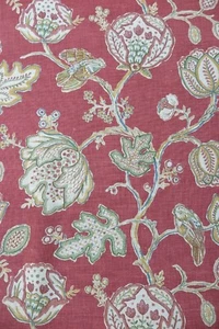WILLIAM MORRIS CURTAIN FABRIC DESIGN " Theodosia" 3 METRES RED 100% LINEN - Picture 1 of 8