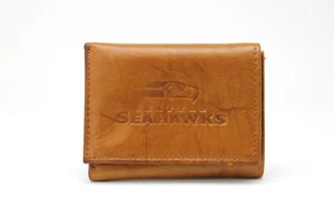 Seattle Seahawks Brown Leather Trifold Wallet - Picture 1 of 6