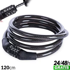 CANDADO PARA BICICLETA CADENA DE SEGURIDAD COMBINACION ANTIRROBO 1.2 METRO X 8MM - Imagen 1 de 12