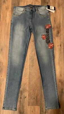 Guess Embellished Floral Super Skinny Fit Jeans Size 16 - Image 1 of 4