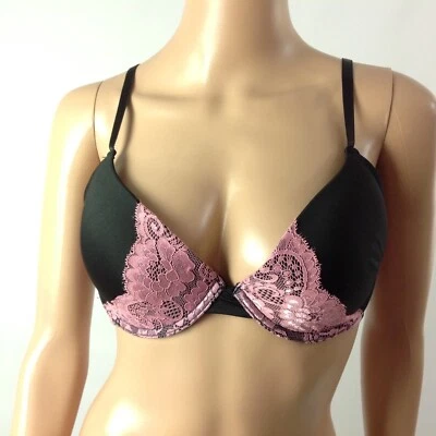 Catherine Malandrino Women Bra Size 36D Black Pink Padded Underwire New - Image 1 of 3