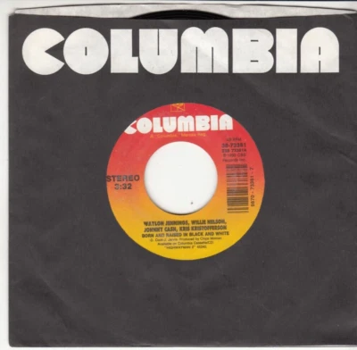 JOHNNY CASH/WILLIE NELSON/WAYLON JENNINGS- BLACK AND WHITE- ORIG 45- GREAT SHAPE - Image 1 of 2