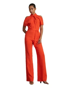 Mono REISS Amari Manga Dividida Cuello Torcido en Naranja Reino Unido 6 PVP £248 NUEVO CON ETIQUETAS - Imagen 1 de 5