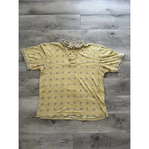 VINTAGE Golf Polo Shirt Mens XL Yellow Abstract Short Sleeve Casual Rare 90s - Picture 1 of 6