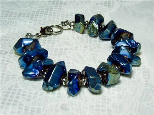 CYNTHIA LYNN "CLASSIC ROCK" MYSTIC AB BLUE TITANIUM QUARTZ CRYSTAL BRACELET - Image 1 of 1