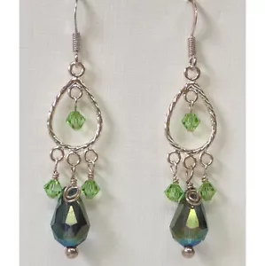 Orecchini in argento sterling con cristalli verdi - Foto 1 di 1