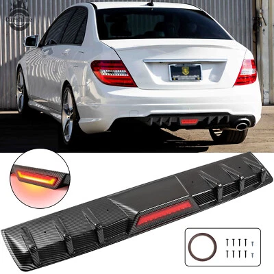For Mercedes-Benz C250 W203 W204 Carbon Fiber Rear Bumper Diffuser + LED Light - Image 1 of 4