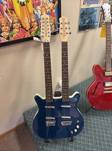 Danelectro Double-Neck Electric Guitar 6-String 12-String Blue - Picture 1 of 5
