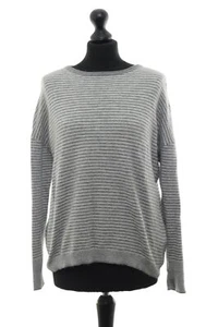 Basefield Damen Pullover Pulli S hellgrau gestreift leicht Rundhals + Kaschmir - Bild 1 von 4