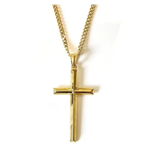 14K Gold Kette Stil Kreuz Anhänger Halskette massiver Verschluss für Männer, Ehemann dünn... - Bild 1 von 6