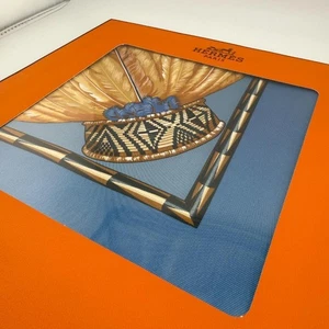 Hermes Scarf BRAZIL by Laurence Bourthoumieux 90 cm silk blue feather Carre - Picture 1 of 10