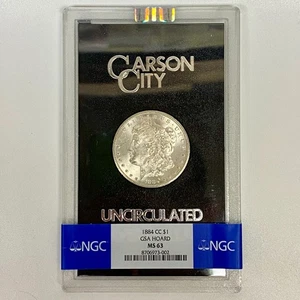 Dólar de plata Morgan 1884-CC $1 Carson City GSA tesoro NGC MS63 - Imagen 1 de 2