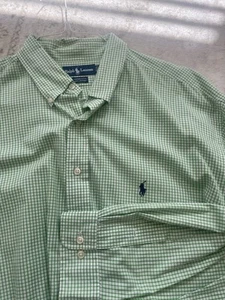 Polo Ralph Lauren verde blanco a cuadros Yarmouth con logotipo 18 34/35 100 % algodón - Imagen 1 de 6