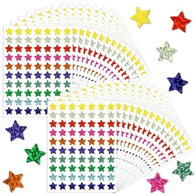 2100 Stück Bunte Sterne Aufkleber 15 cm Star Sticker Glitzer Sticker Sterne B... - Bild 1 von 4