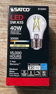 40 Watt Equivalent A15 E26 Dimmable Soft White LED Light Bulbs SATCO (Box of 24) - Picture 1 of 3