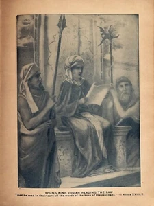1909 Dbl Side Book Print~"Young King Josiah Reading the Law" & Untitled 9.25x6.5 - Picture 1 of 11