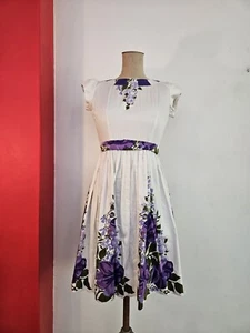 Vestido de Algodón Vintage Original Años 50 RUTH Carolina Talla XXS-XS. Se adapta a AU 6-8 - Imagen 1 de 16