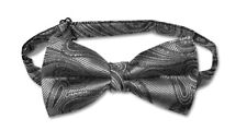COVONA Men's BOW Tie Solid CHARCOAL GRAY Color PAISLEY BOWTIE for Tux or Suit