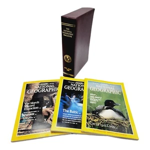 National Geographic Magazine Lot 3 April - June 1989 w/ Faux Leather Slip Case - Picture 1 of 4
