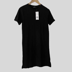 NEW F&F Black Short Sleeve Mini T-Shirt Dress, Crew Neck, 100% Cotton, Size 8