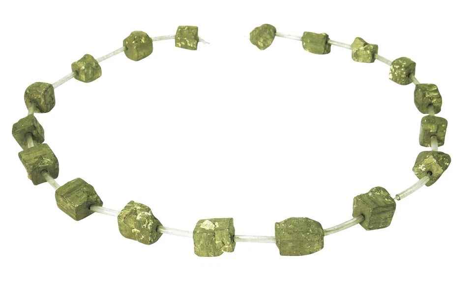 😏 Pyrit Perlen Würfel- Natur- Nuggets ca. 8 - 10 mm Edelsteinperlen Strang 😉 - Bild 1 von 1