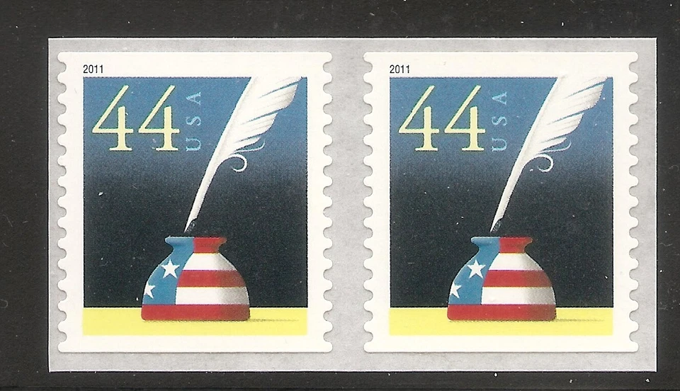 US Scott 4496 44c Quill and Inkwell coil pair - Image 1 of 1