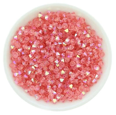 Preciosa Bicones Rose Peach AB 3mm, 4mm, 6mm Crystal Bicones - Image 1 of 2