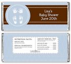 Baby Feet Pitter Patter Blue   Personalized Baby Shower Candy Bar Wrappers