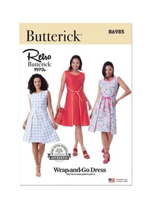Abito Butterick Easy CUCIRE PATTERN B6985 retrò anni 70 avvolgente 8-16 o 18-26 - Foto 1 di 8