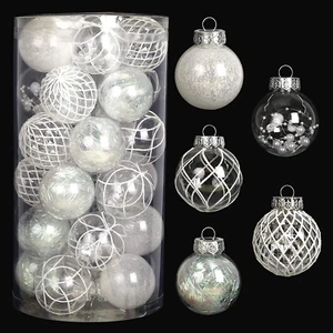 Clear Christmas Ball Ornaments, 30Ct 2.36 Inch White Christmas Ornaments Balls f - Picture 1 of 7
