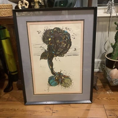 Pintura psicodélica original Keith Brown 29x22” de colección rara ¡Guau! Alien Foto 1 de 4