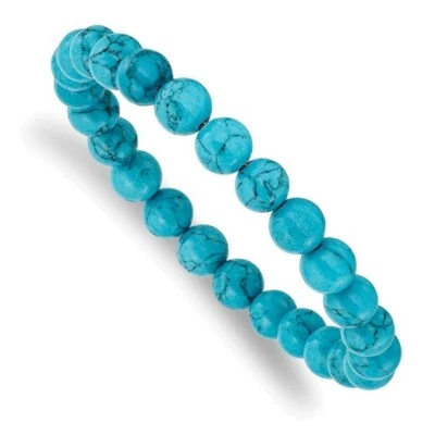 Chisel 8mm Blue Turquoise Agate Beaded Stretch Bracelet - Image 1 of 4