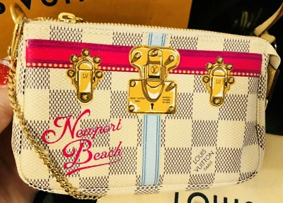 Louis Vuitton Newport Beach chain pochette white pink Damier Azur  NEW Rare LTD - Image 1 of 4