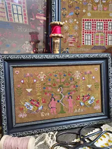 Anne Hughs 1852 - Adam und Eva ~ malerische Rose Nadelkunst - Bild 1 von 1