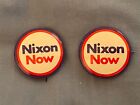 1972 Two ?Nixon Now? 1 1/16? Red & Blue Text  on White Re-Election Pinbacks