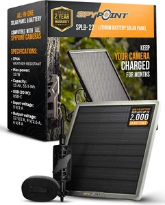 SPYPOINT Solar Panel for Trail Camera with Internal Battery for Outdoor Trail - Picture 1 of 12