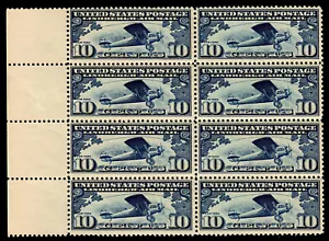 US #C10 Lindbergh's Plane Block 8 MNH F-VF (CV $100) - Picture 1 of 2